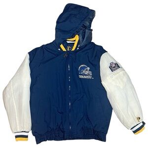 Vintage 90s San Diego Chargers NFL Reversible Puffer Jacket M L Pro Player